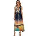 Abstract Color Colorful Mountain Ocean Sea V-Neck Sleeveless Loose Fit Overalls View1