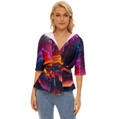 Ocean Sea Wave Clouds Mountain Colorful Sky Art Lightweight Drawstring Hooded Top by Pakemis