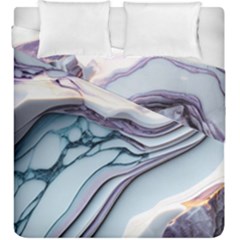 Marble Abstract White Pink Dark Art Duvet Cover Double Side (king Size) by Pakemis