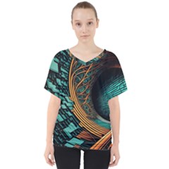 Big Data Abstract Abstract Background Backgrounds V-neck Dolman Drape Top by Pakemis