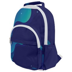 Abstract Blue Texture Space Rounded Multi Pocket Backpack by Ravend