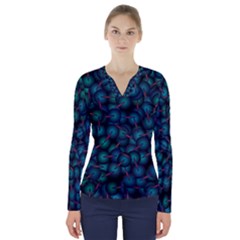 Background Abstract Textile Design V-neck Long Sleeve Top by Ravend