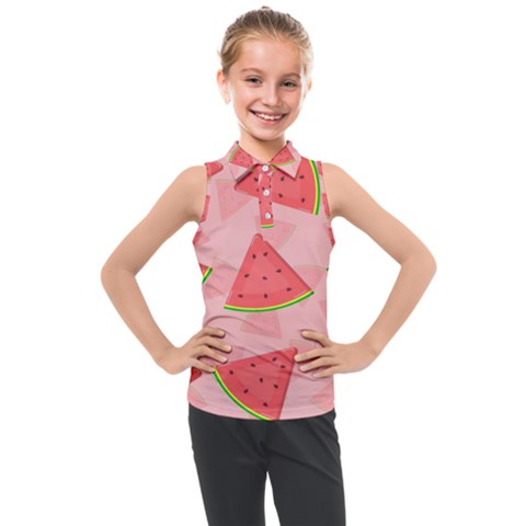 Background Watermelon Pattern Fruit Food Sweet Kids  Sleeveless Polo Tee by Jancukart