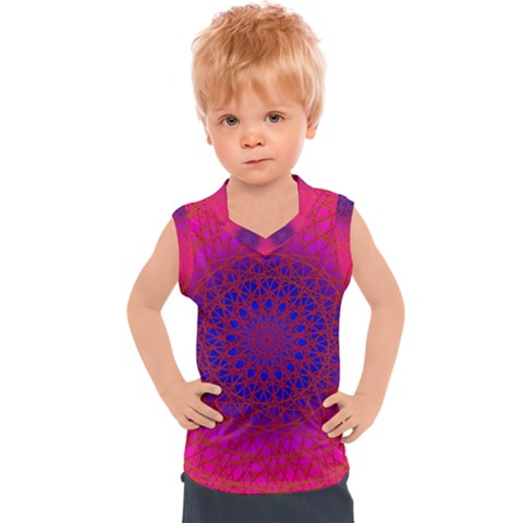 Geometric Pattern Line Art Kaleidoscope Symmetry Kids  Sport Tank Top by Jancukart