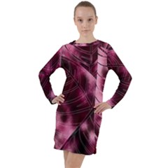 Flower Flora Decoration Pattern Drawing Leaves Long Sleeve Hoodie Dress by Jancukart