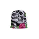 Black Skulls Red Roses Drawstring Pouch (Small) View1