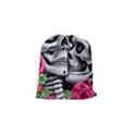 Black Skulls Red Roses Drawstring Pouch (Small) View2