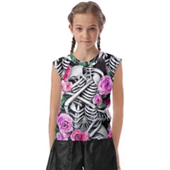 Floral Skeletons Kids  Raglan Cap Sleeve Tee by GardenOfOphir