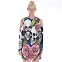 Skulls and Flowers Velvet Long Sleeve Shoulder Cutout Dress View2