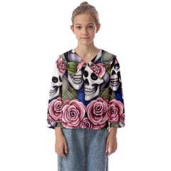 Skulls And Flowers Kids  Sailor Shirt by GardenOfOphir