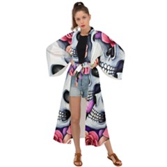 Floral Skeletons Maxi Kimono by GardenOfOphir