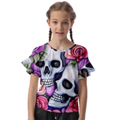 Floral Skeletons Kids  Cut Out Flutter Sleeves by GardenOfOphir