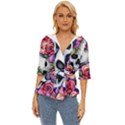 Floral Skeletons Lightweight Drawstring Hooded Top View1