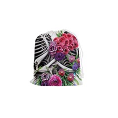 Gothic Floral Skeletons Drawstring Pouch (small) by GardenOfOphir