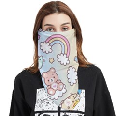 Pusheen Carebears Bears Cat Colorful Cute Pastel Pattern Face Covering Bandana (triangle) by Sapixe