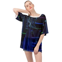 Screen Glitch Broken  Crack  Fracture  Glass Pattern Oversized Chiffon Top by Sapixe