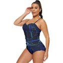 Screen Glitch Broken  Crack  Fracture  Glass Pattern Retro Full Coverage Swimsuit View2