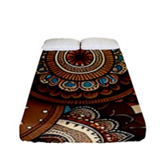Bohemian Flair In Blue And Earthtones Fitted Sheet (full/ Double Size) by HWDesign