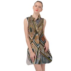 Church Ceiling Mural Architecture Sleeveless Shirt Dress by Ravend
