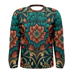 Flower Pattern Modern Floral Men s Long Sleeve Tee by Ravend