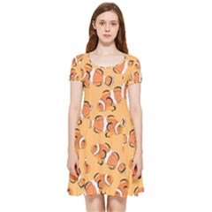 Fish Clownfish Orange Background Inside Out Cap Sleeve Dress by Ravend