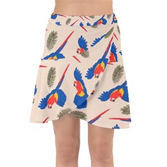 Bird Animals Parrot Pattern Wrap Front Skirt by Ravend