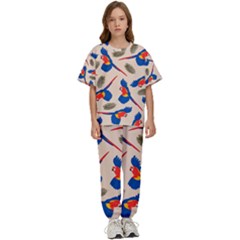 Bird Animals Parrot Pattern Kids  Tee And Pants Sports Set by Ravend