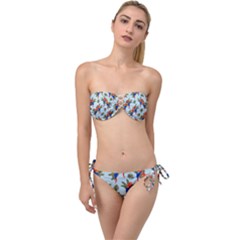 Birds Animals Nature Background Twist Bandeau Bikini Set by Ravend