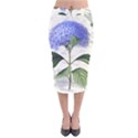 Blue Hydrangea Flower Painting Vintage Shabby Chic Dragonflies Velvet Midi Pencil Skirt View1