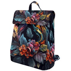 Flowers Flame Abstract Floral Flap Top Backpack by Ravend