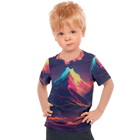 Mountain Sky Color Colorful Night Kids  Sports Tee by Ravend