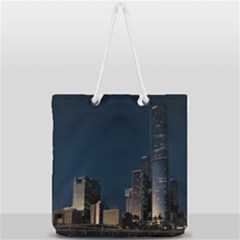Skyline Brisbane Sunset Downtown Full Print Rope Handle Tote (large) by Ravend
