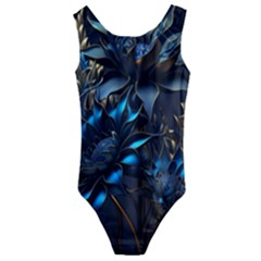 Flower Metal Flowers Sculpture Kids  Cut-out Back One Piece Swimsuit by Ravend