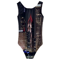Chicago City Architecture Downtown Kids  Cut-out Back One Piece Swimsuit by Ravend