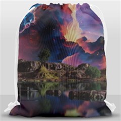 Lake Galaxy Stars Science Fiction Drawstring Bag (large) by Uceng