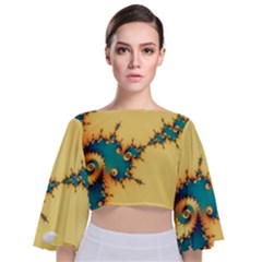 Fractal Art Fractals Digital Art Tie Back Butterfly Sleeve Chiffon Top by Uceng