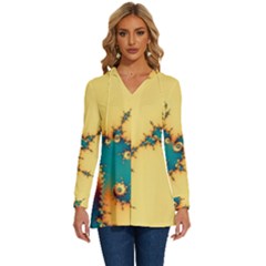 Fractal Art Fractals Digital Art Long Sleeve Drawstring Hooded Top by Uceng