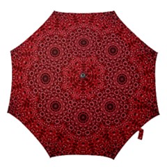 Red Wallpaper Mandala Pattern Art Hook Handle Umbrellas (large) by Uceng