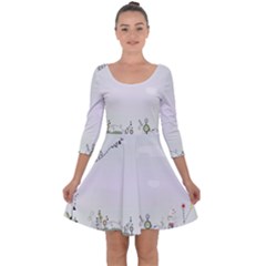 Abstract Quarter Sleeve Skater Dress by artworkshop