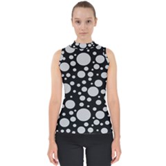 Black Circle Pattern Mock Neck Shell Top by artworkshop