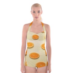 Fruite Orange Boyleg Halter Swimsuit  by artworkshop