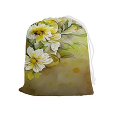 Watercolor Yellow And-white Flower Background Drawstring Pouch (xl) by artworkshop
