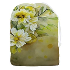 Watercolor Yellow And-white Flower Background Drawstring Pouch (3xl) by artworkshop