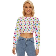 Butterfly Pattern Design Wallpaper Background Lightweight Long Sleeve Sweatshirt by Ravend