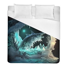 Sculpture Dinosaur Shark Frozen Winter Fantasy Duvet Cover (full/ Double Size) by Ravend