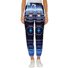 Ai Generated Digital Technology Computer Internet Cropped Drawstring Pants by Ravend