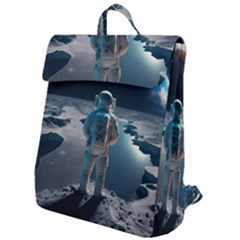 Ai Generated Space Astronaut Universe Moon Earth Flap Top Backpack by Ravend
