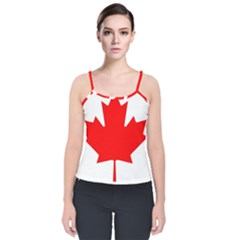 Canada Flag Canadian Flag View Velvet Spaghetti Strap Top by Ravend