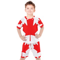 Canada Flag Canadian Flag View Kids  Tee And Shorts Set by Ravend