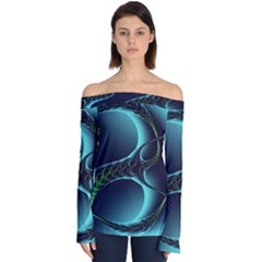 Fractal Abstract Art Artwork Design Wallpaper Off Shoulder Long Sleeve Top by Ravend